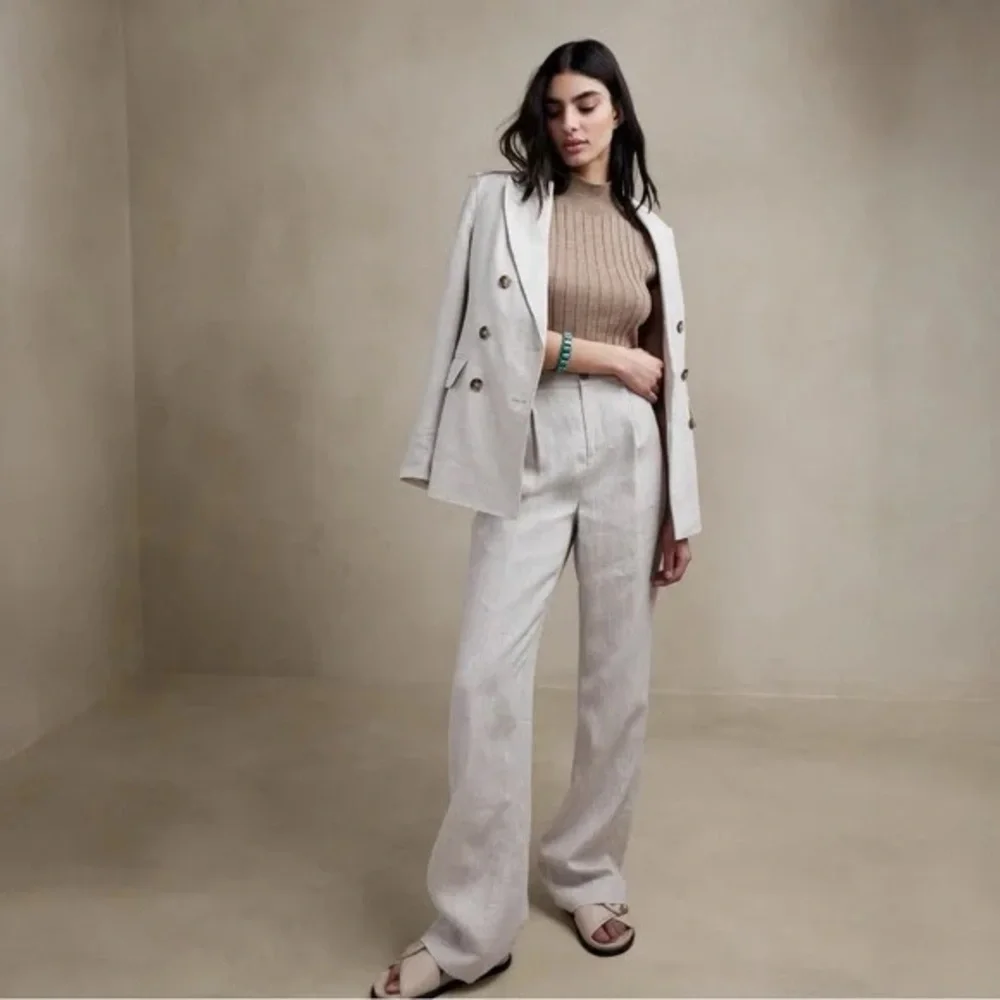 Banana Republic NWT PALMA STRAIGHT-LEG LINEN PANT Size 6